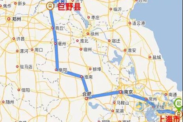 中国重汽“年,豪沃、豪瀚送您回家过”活动上海-巨野路线图